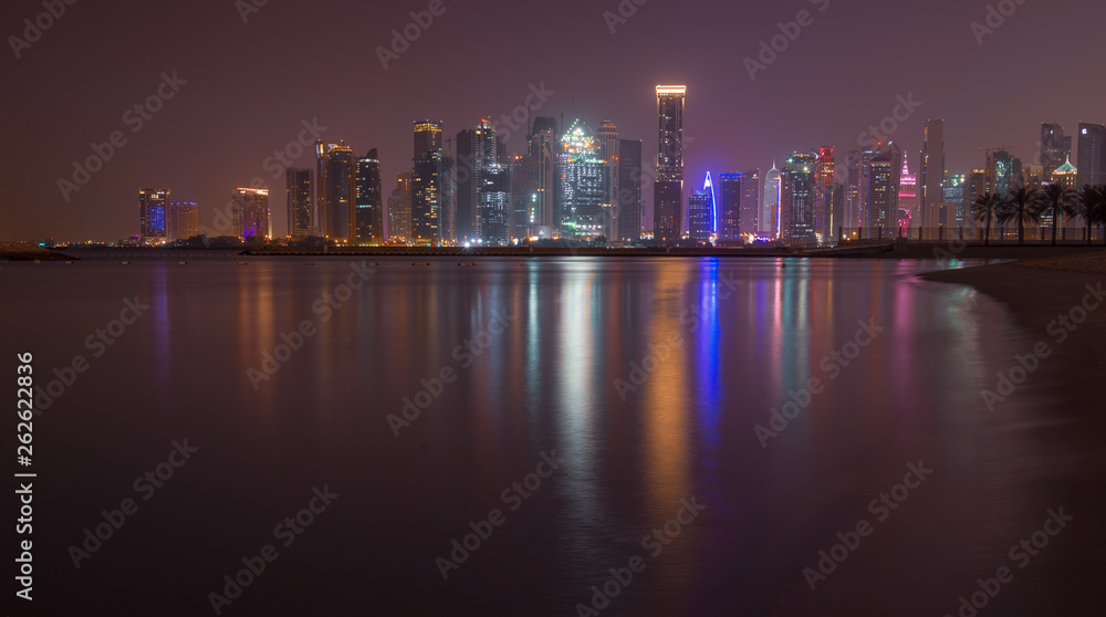 Doha skyline at night