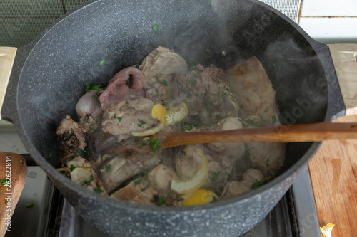 preparazione del coniglio alla cacciatora photo