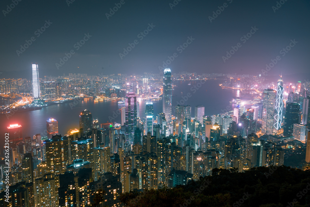 Hong Kong skyline by night