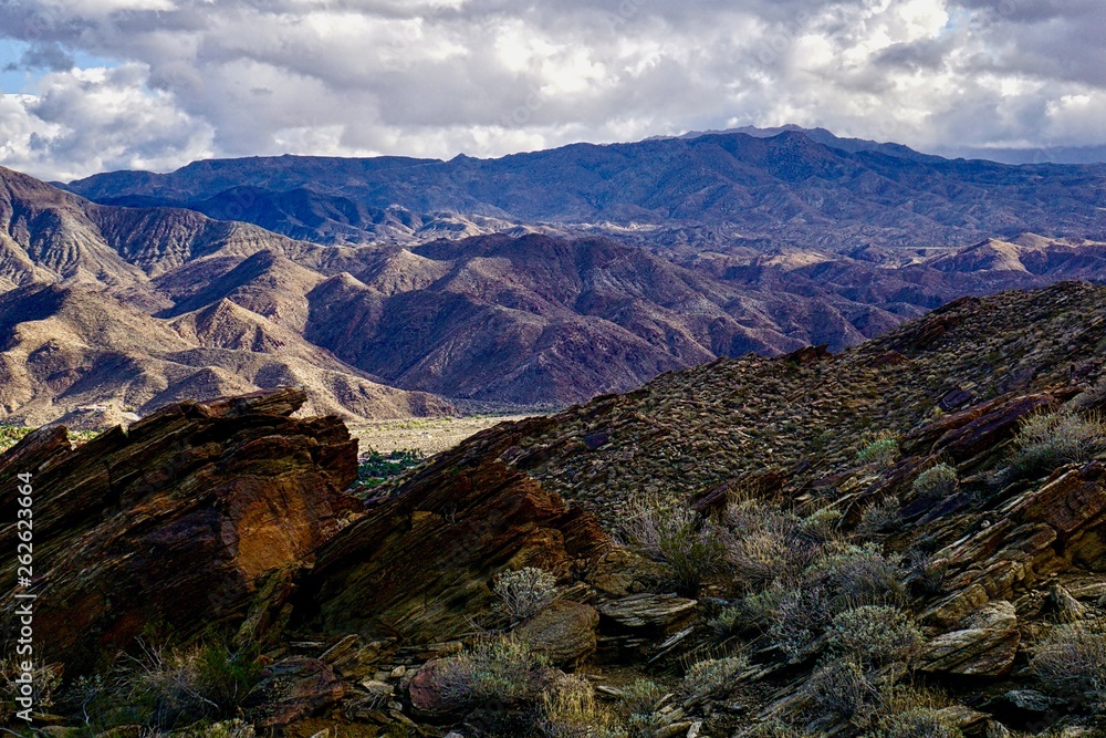 view of desert mountains from hiking trails