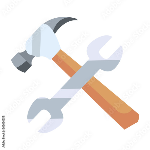 wrench and hammer gear tool icon