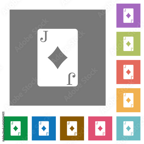 Jack of diamonds card square flat icons