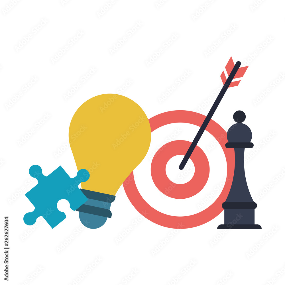 Bulb light and target with chess piece and jigsaw Bulb light and target with chess piece and jigsaw