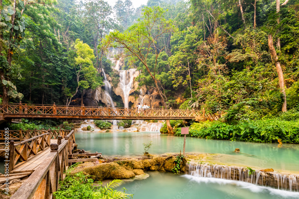 Tad Kwang Si Waterfall in summer, Located in Luang Prabang Province, Laos
