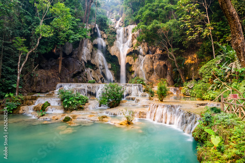 Tad Kwang Si Waterfall in summer, Located in Luang Prabang Province, Laos