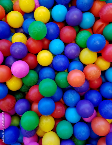 Background of colored balls for dry pool close up.