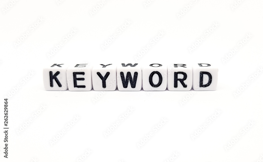 keyword word built with white cubes and black letters on white background keyword word built with white cubes and black letters on white background