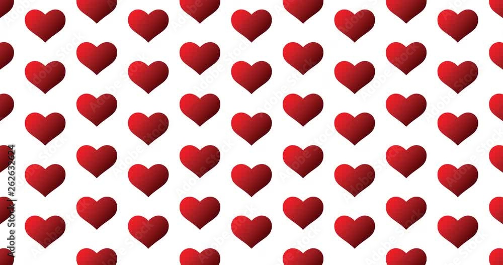 Red gradient heart icons background clip motion backdrop video in a seamless repeating loop. Love & romance themed color heart icon pattern background high definition motion video clip Red gradient heart icons background clip motion backdrop video in a seamless repeating loop. Love & romance themed color heart icon pattern background high definition motion video clip