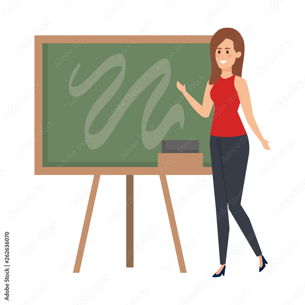young teacher female with chalkboard young teacher female with chalkboard
