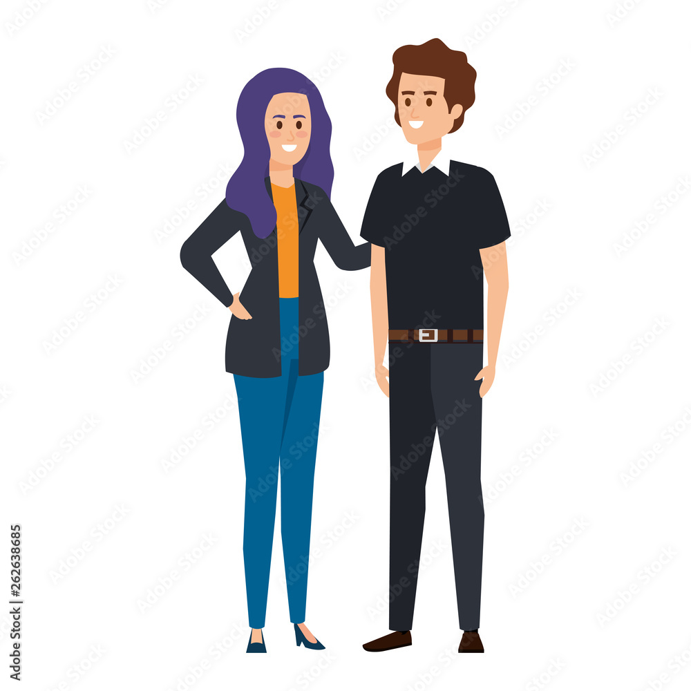 young couple avatars characters young couple avatars characters