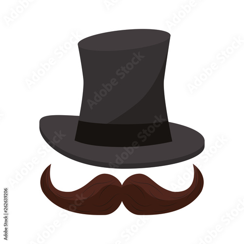 Magician hat and mustache cartoon