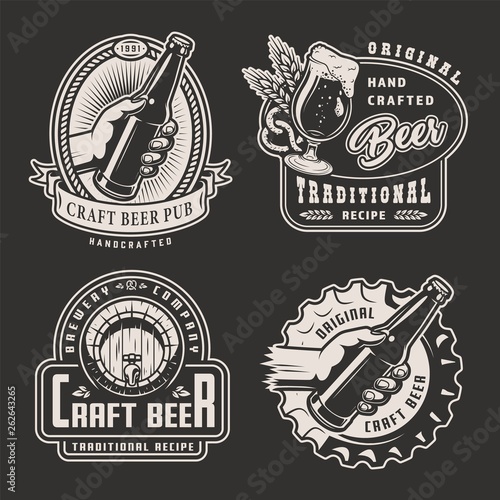 Vintage monochrome brewery labels