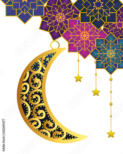 waning moon with hanging stars