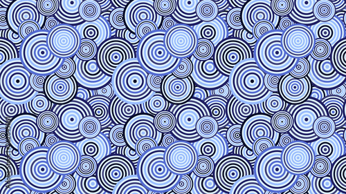 Blue Seamless Overlapping Concentric Circles Pattern Background Vector Illustration