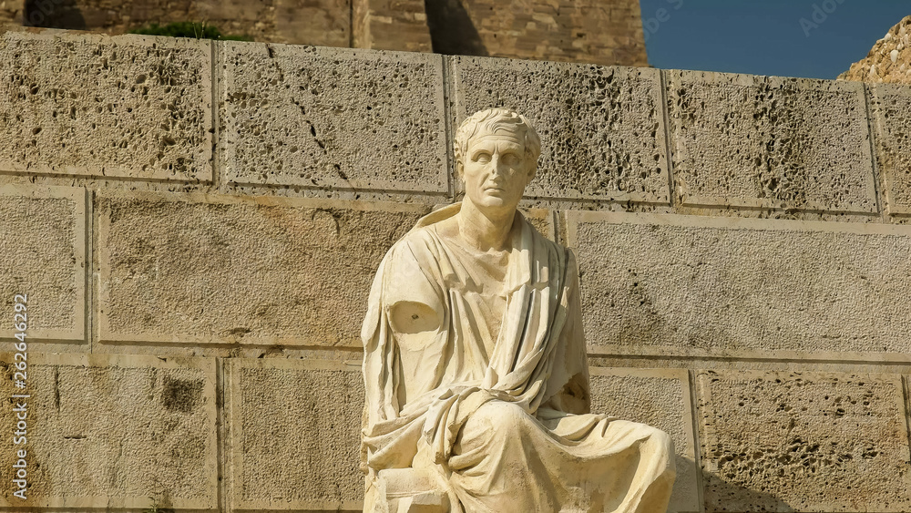 statue of menander at the acropolis in athens