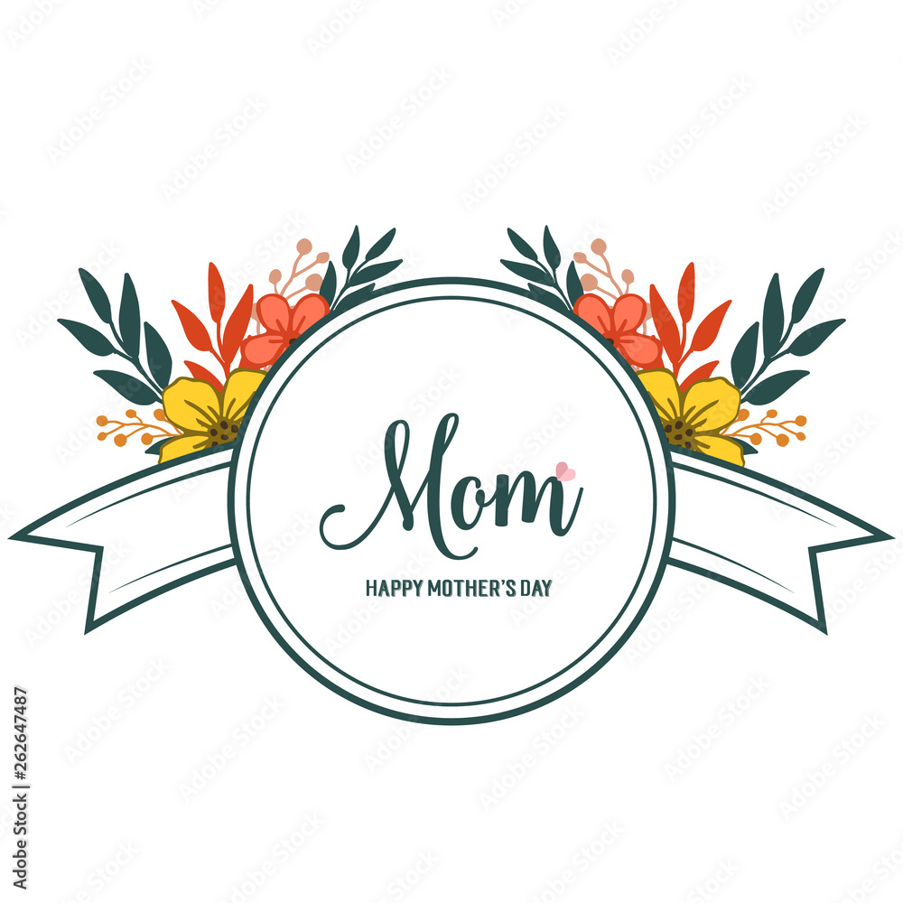Vector illustration banner love mom for elegant frame flower orange and yellow