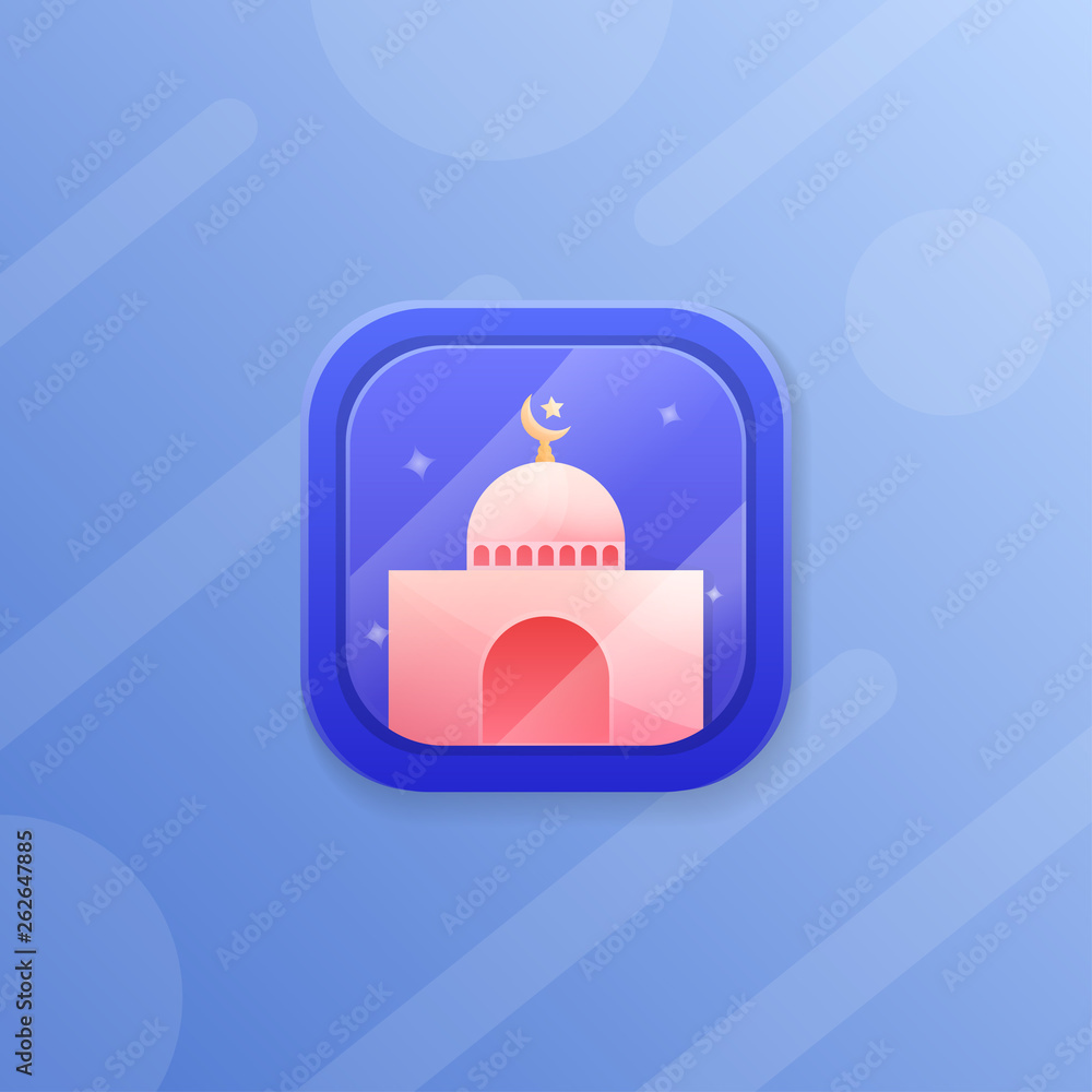 Ramadan Kareem Mosque Icon Game Design Illustration