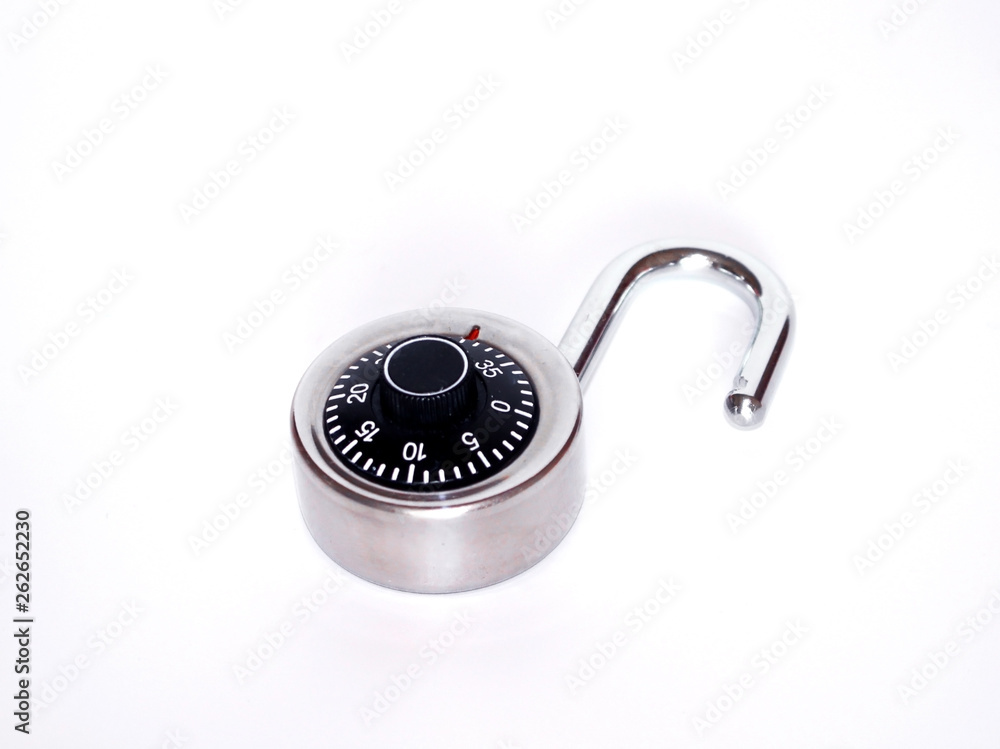 A dial padlock that opens by rotating numbers./ Open dial lock. A dial padlock that opens by rotating numbers./ Open dial lock.