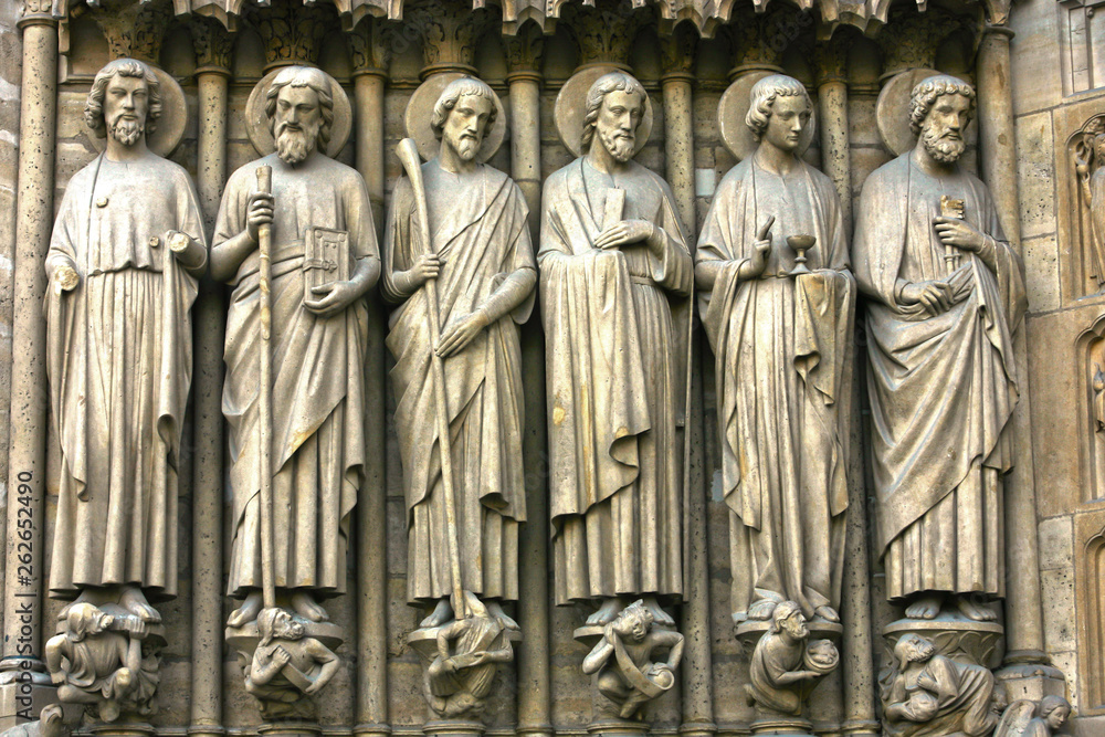 Notre Dame de Paris carhedral carving sculpture  in france