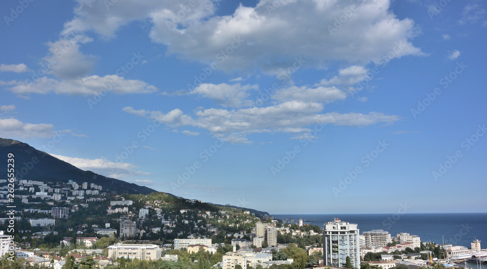 View of the city of Yalta from the cable car cabin