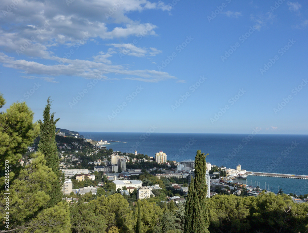 View of the city of Yalta from the cable car cabin