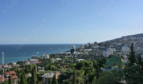 View of the city of Yalta from the cable car cabin © alekskai