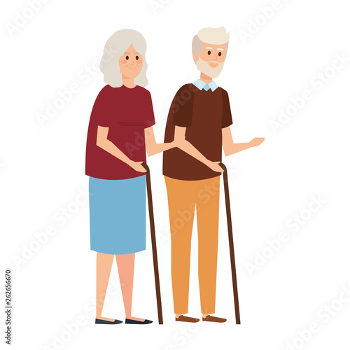 old couple with canes characters