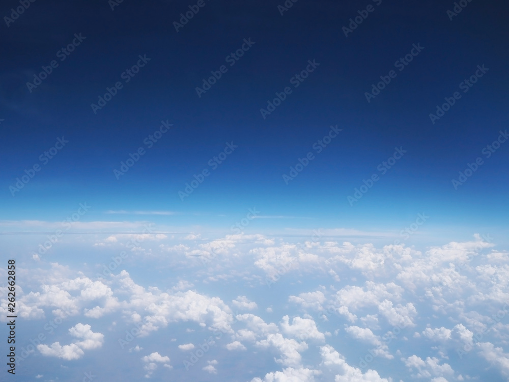 Blue clear sky view above white clouds Blue clear sky view above white clouds