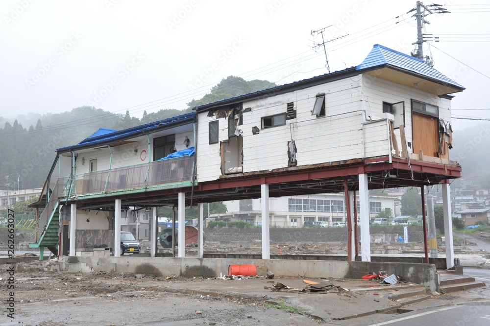 Seriously Damaged City by Tsunami Disaster in Japan 2011