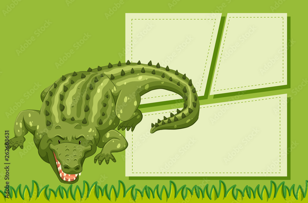 Obraz premium A crocodile on note template