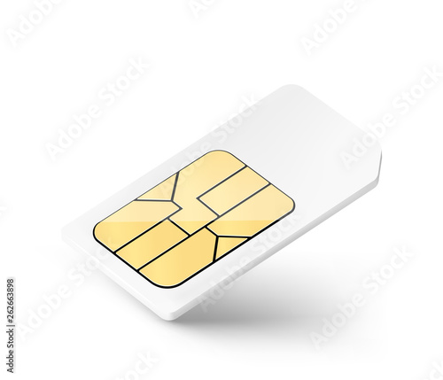 SIM card chip mockup. Vector illustration isolated on white background. Ready fro your design. EPS10.	
