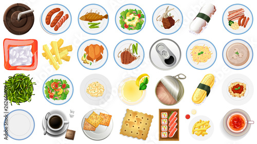 Set of food aerial view
