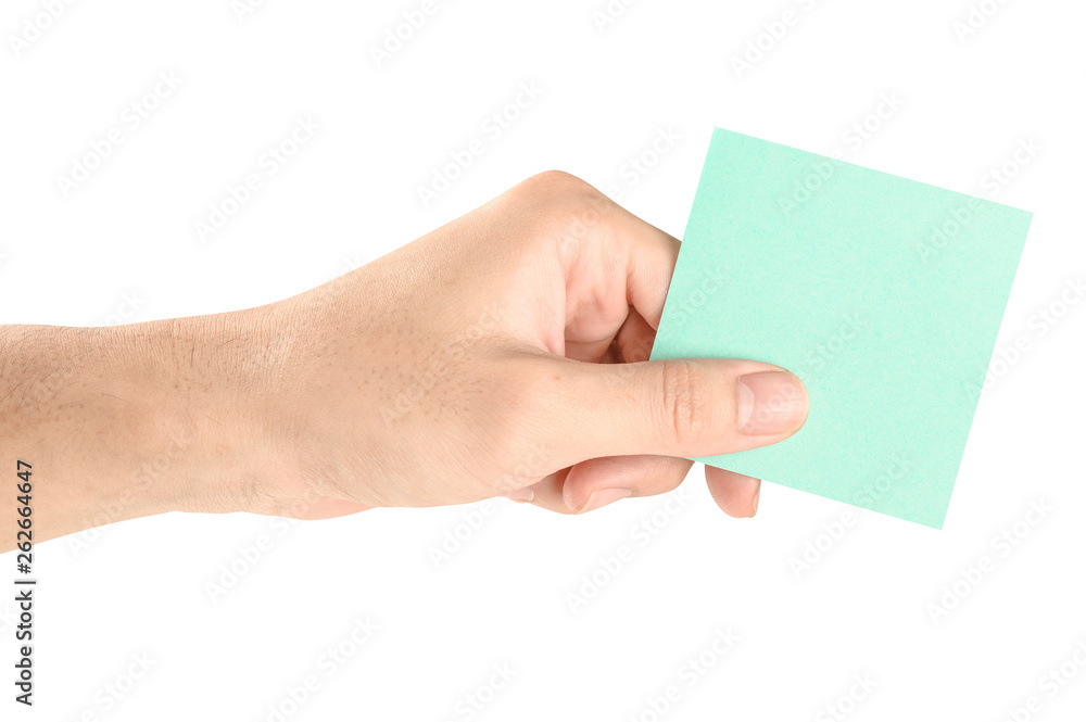 Hand hold virtual business card, credit card or blank paper Hand hold virtual business card, credit card or blank paper