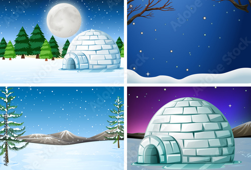 Set of winter landscape