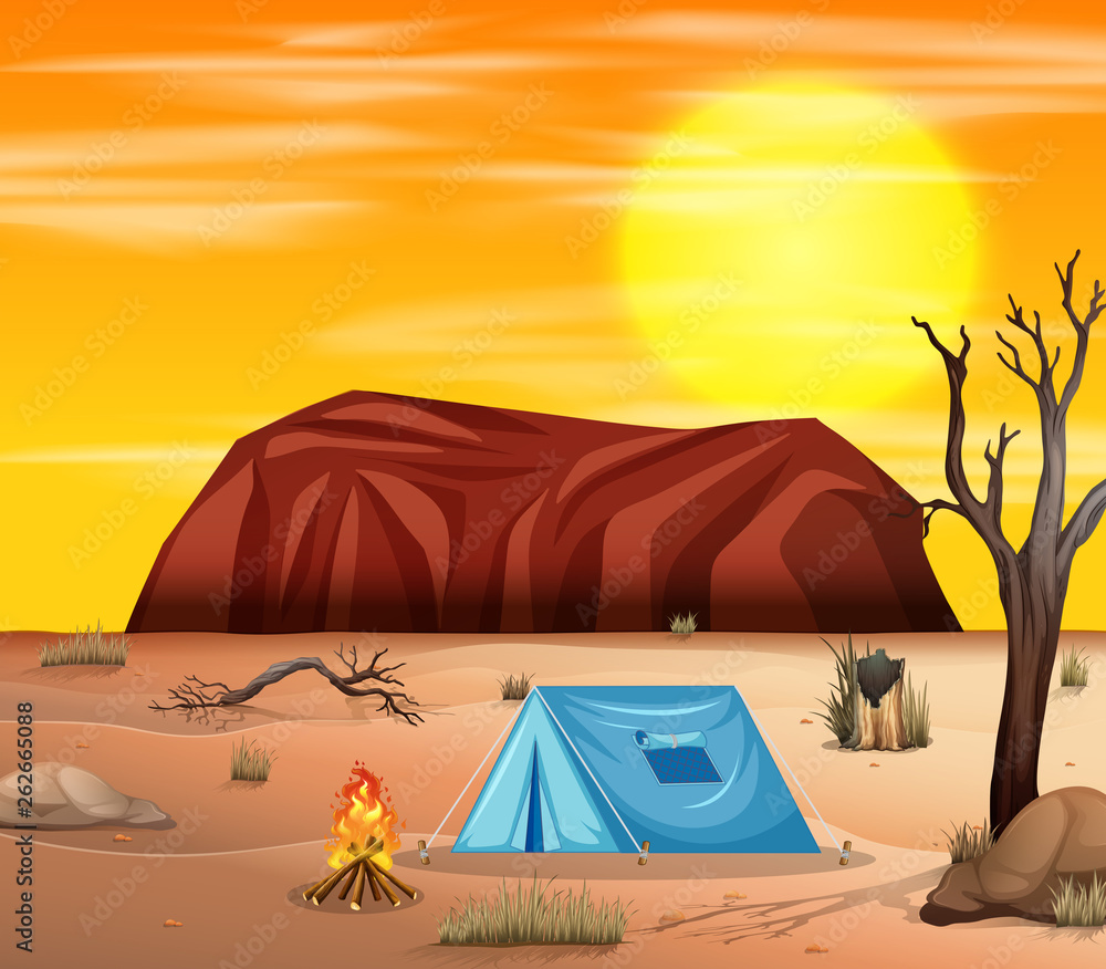 Camping in desert scene Camping in desert scene