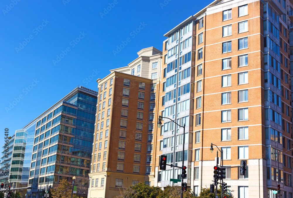 Fototapeta premium Modern buildings in downtown of Washington DC, USA. Urban architecture of US capital.