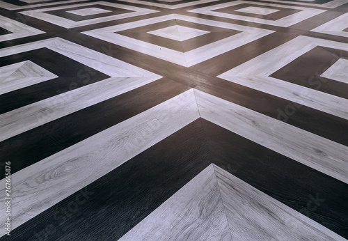Background of Perspective Wooden Texture Black and White Square Pattern Floor