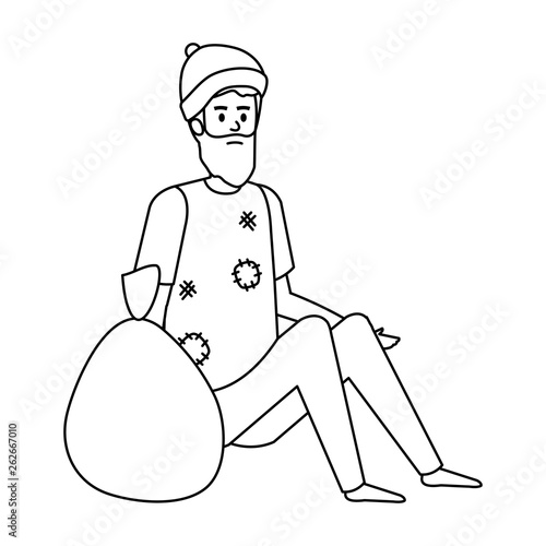 homeless man with bag character