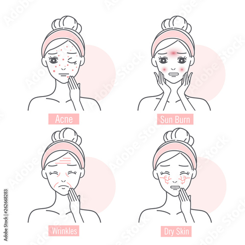 woman has facial skin problem
