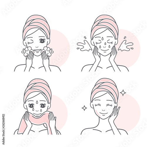 woman washing her face