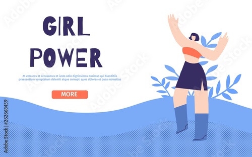 Girl Power Design Landing Page Floral Flat Style