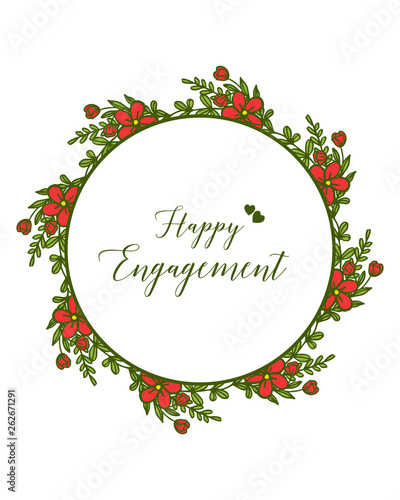 Vector illustration leaf flower frame for greeting card template of happy engagement