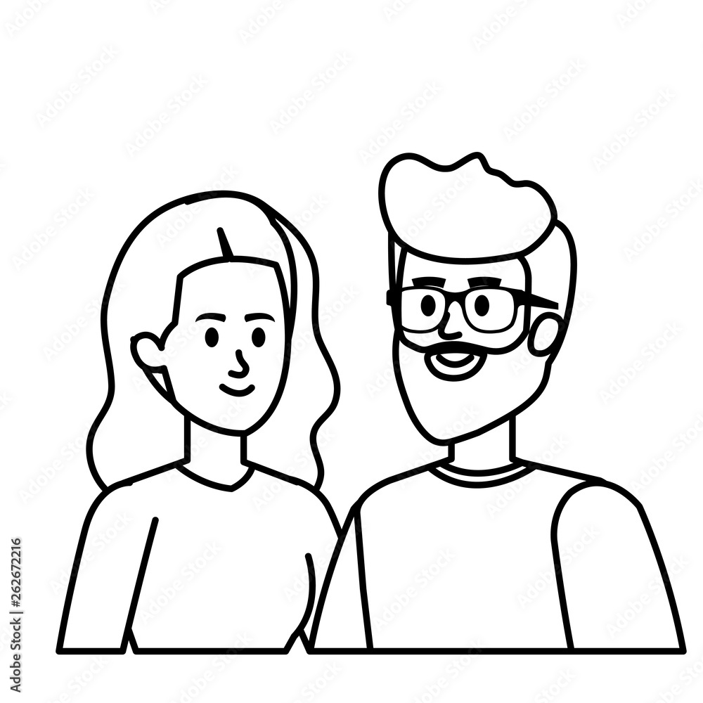 young couple avatars characters