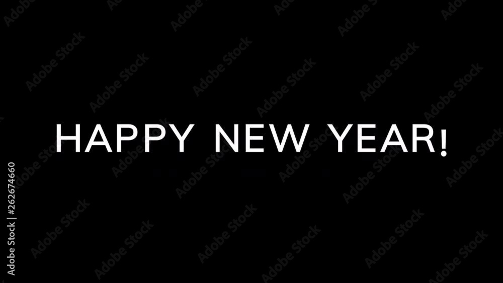 From the Glitch effect arises HAPPY NEW YEAR!. Then the TV turns off. Alpha channel Premultiplied - Matted with color black From the Glitch effect arises HAPPY NEW YEAR!. Then the TV turns off. Alpha channel Premultiplied - Matted with color black