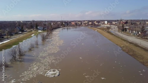 Wallpaper Mural Aerial drone footage of flooded river banks Torontodigital.ca