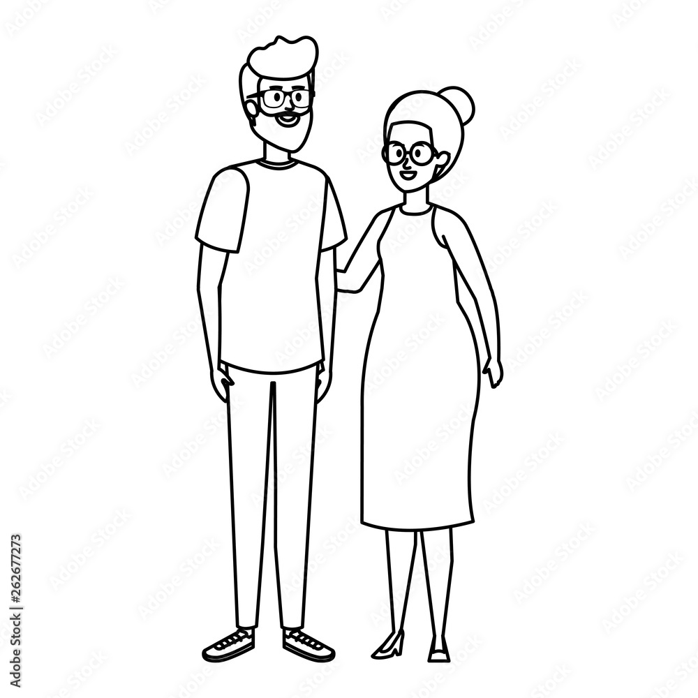 young couple avatars characters young couple avatars characters