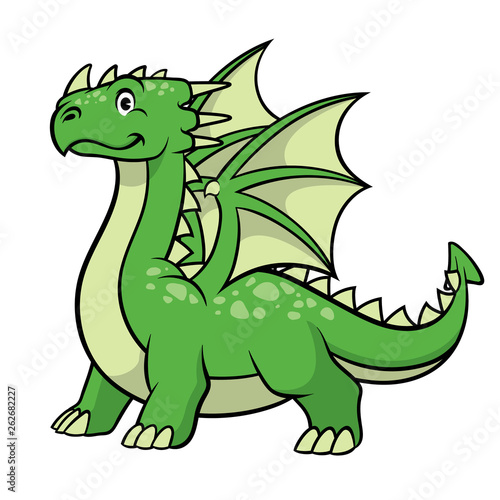 Fototapeta cartoon green dragon smiling