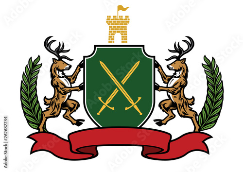 deer heraldry set in classic of arms style
