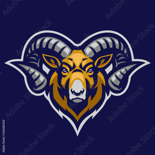ram mascot head with big horn