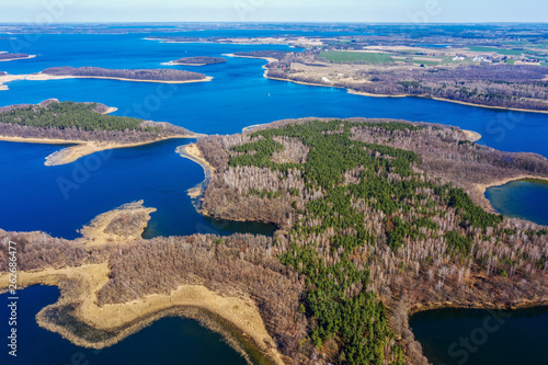 Fototapeta Naklejka Na Ścianę i Meble -  Spring in Masuria from a bird's eye view, Poland